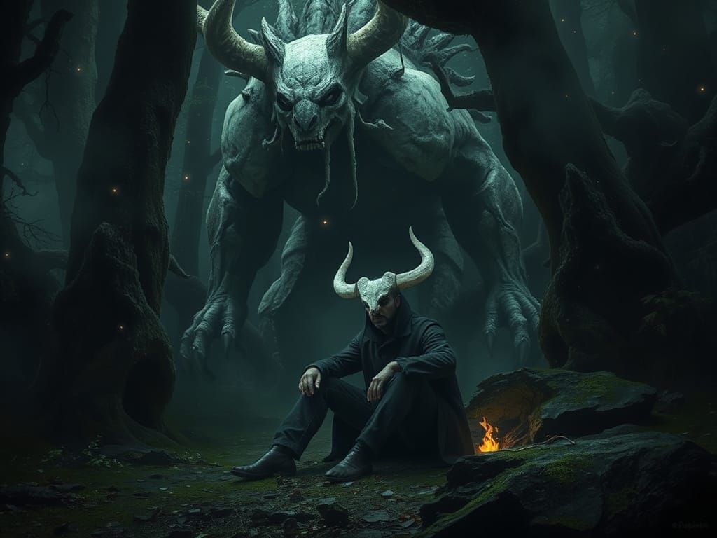 Dark Fantasy Jungle Spirit in Body Horror Style