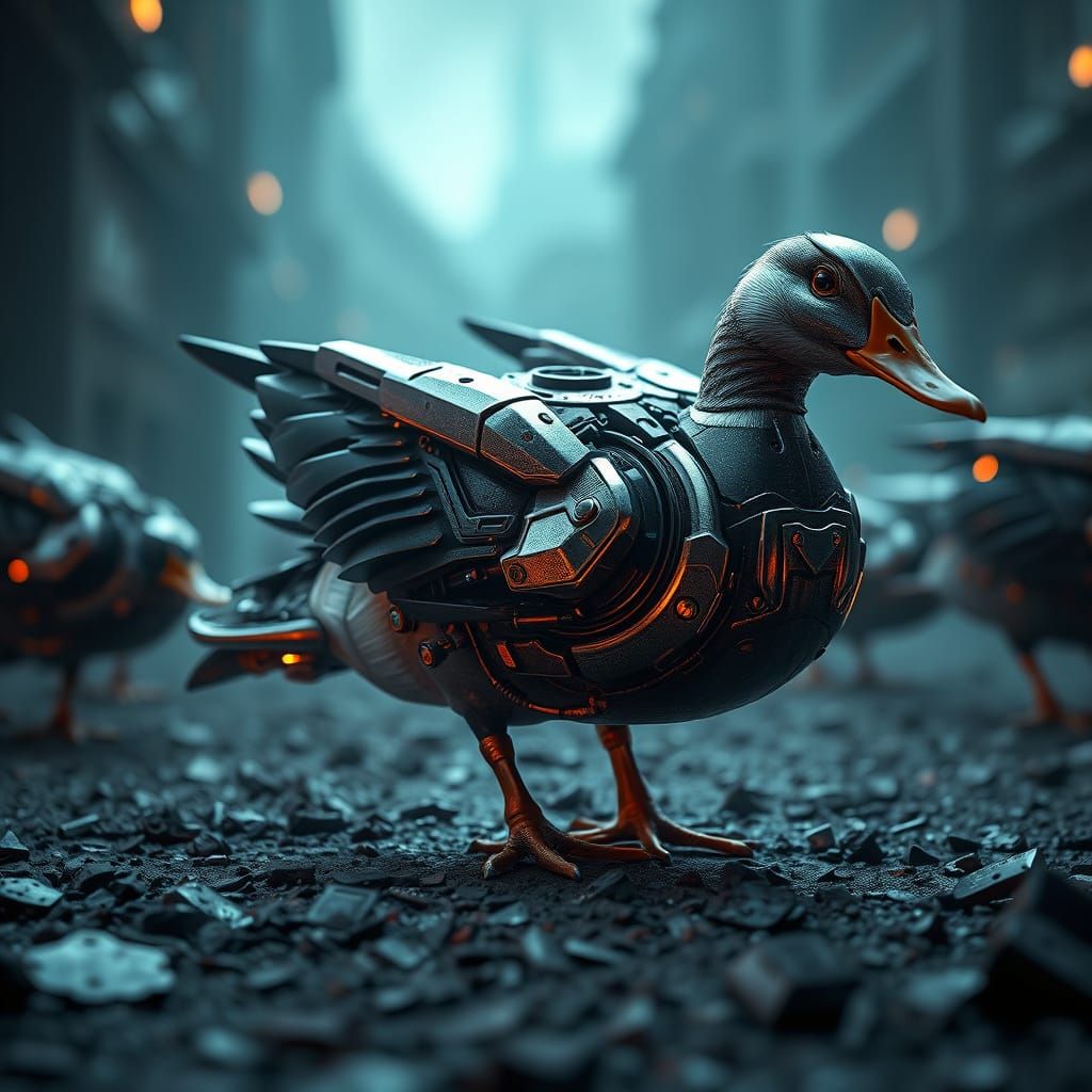 Futuristic Sci-Fi Duck with Intricate Mech Details