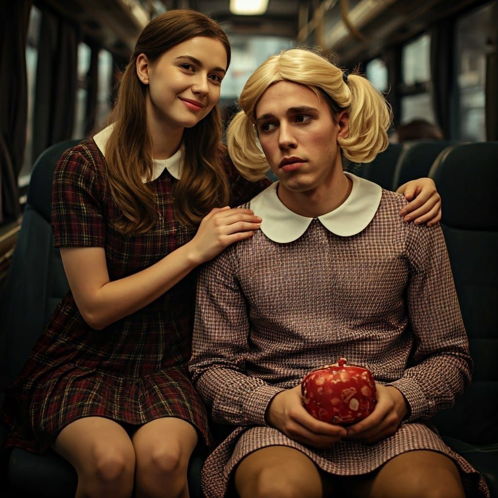 Gentle Moment Between Two Youthful Friends, Cinematic Still...