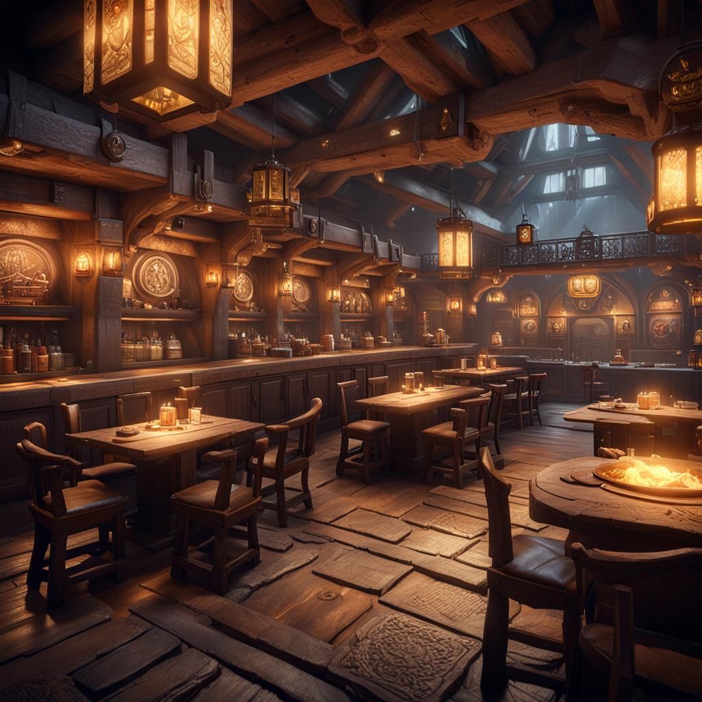 Dwarven Sci-Fi Tavern in 3D Cinematic Style