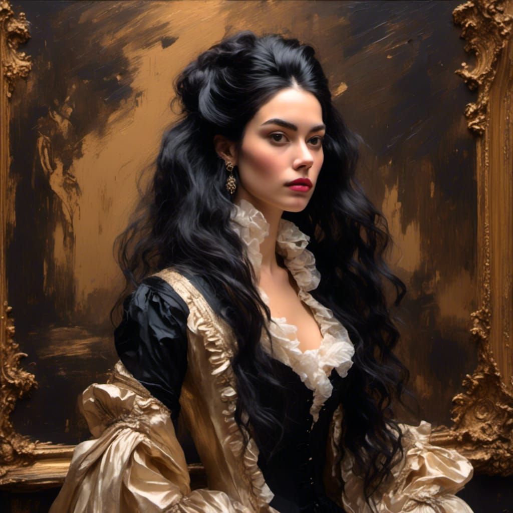 Woman in 18th Century Attire, Oil Painting