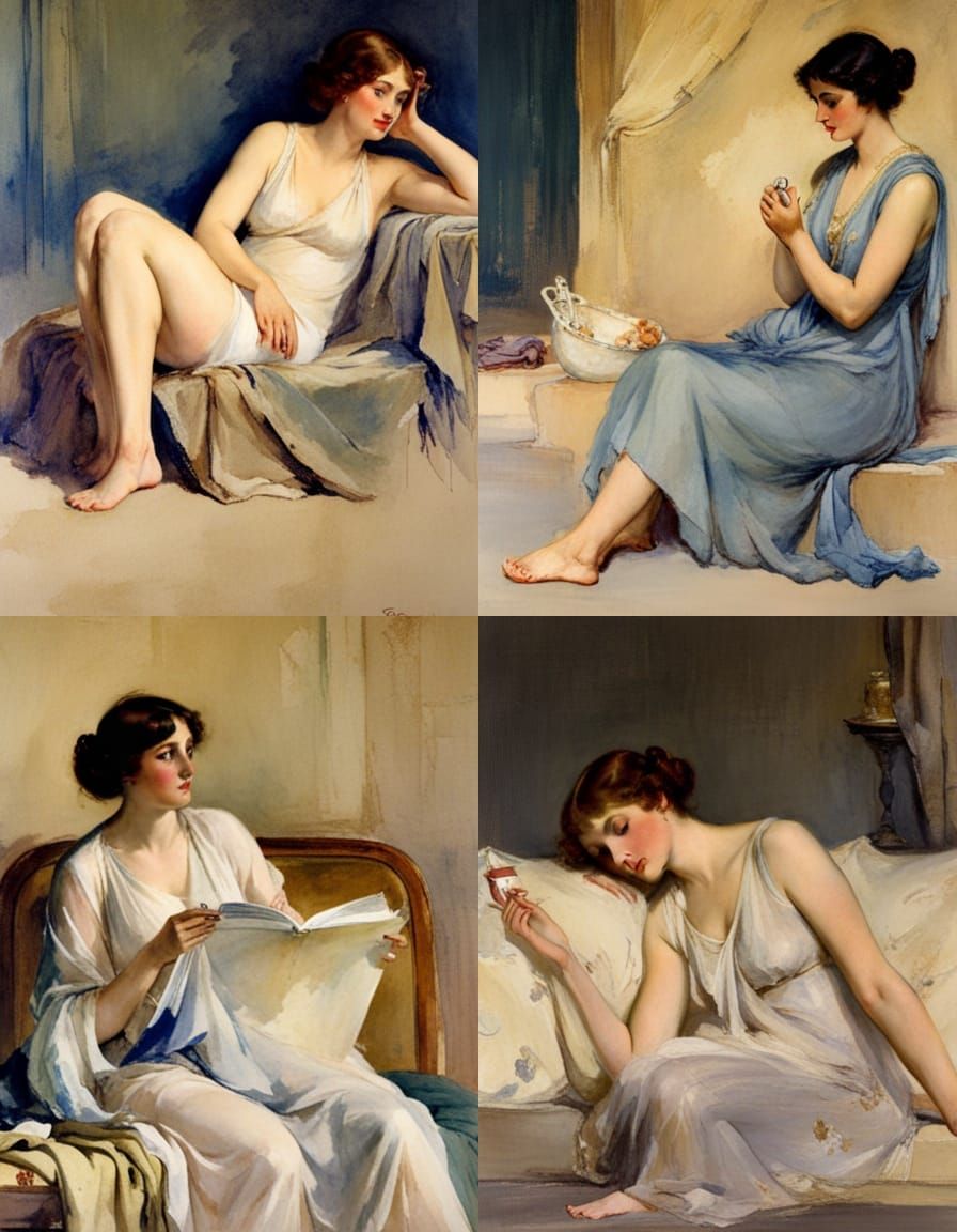 Elegant Figure Study in Watercolor Style