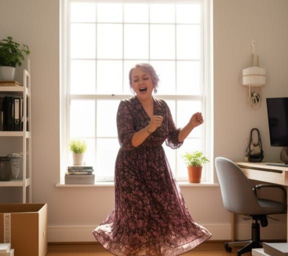Joyful Woman Dancing in New Apartment