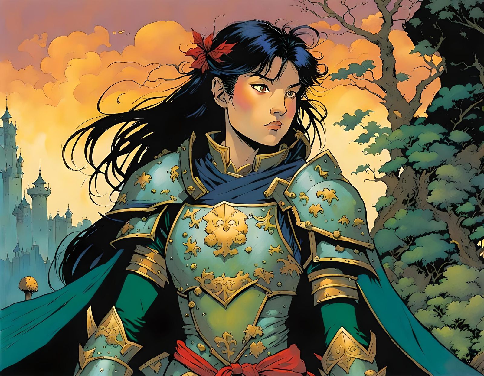 Battle-Armored Woman in Mushroom Kingdom Portrait