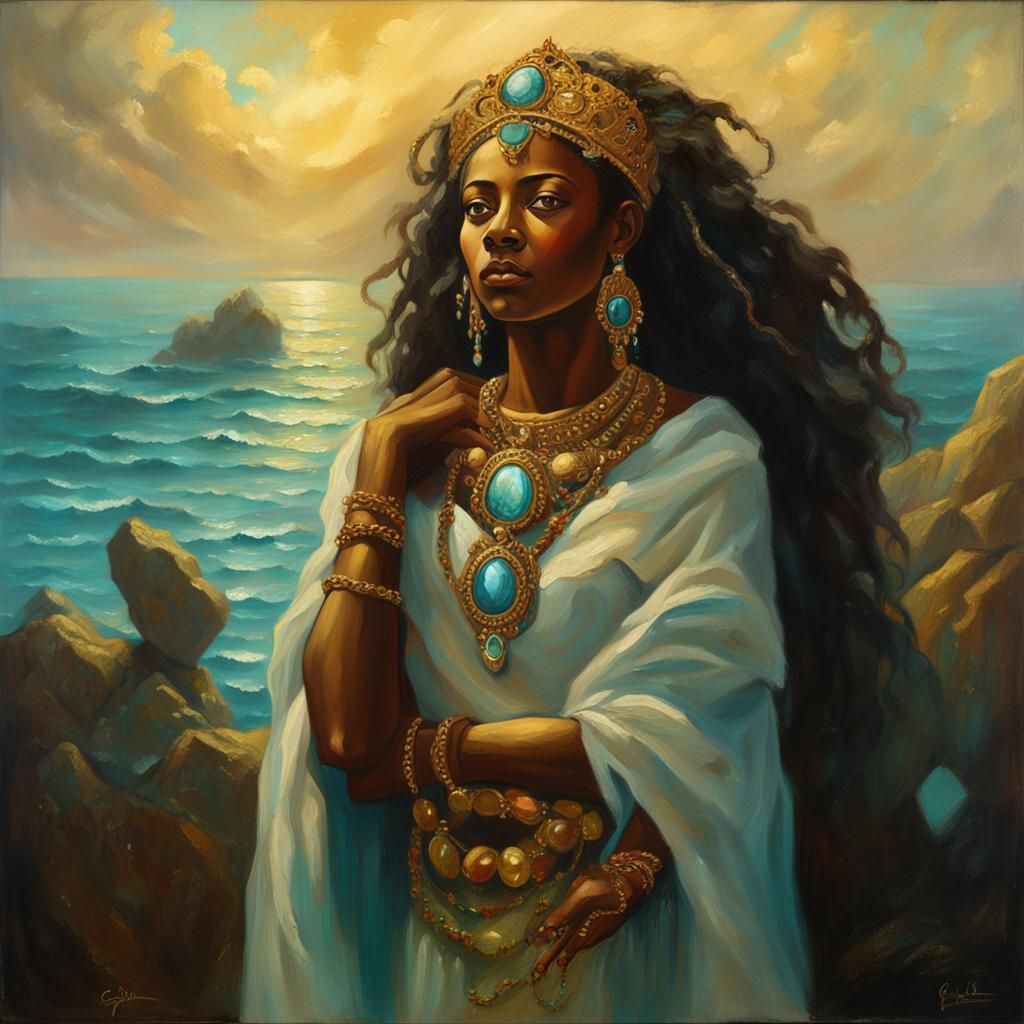 Ethiopian Princess Chained: A Baroque Oil Painting