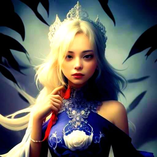 Mysterious Woman with Rose in Misty Forest