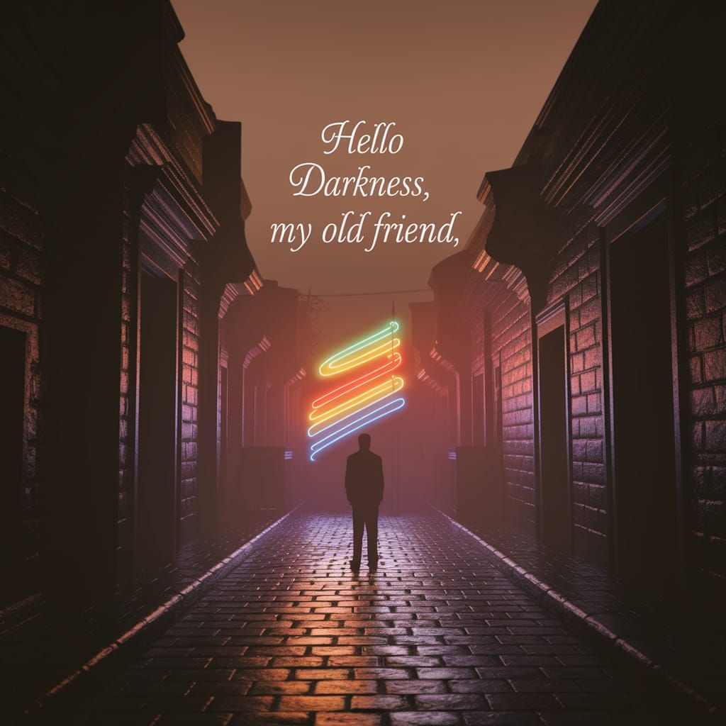 Ethereal Figure in Ancient Street at Dusk