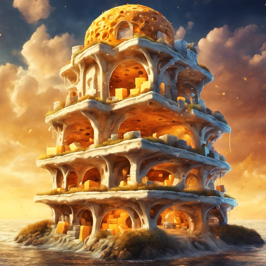 Fantastic Cheese Building in Anime Style