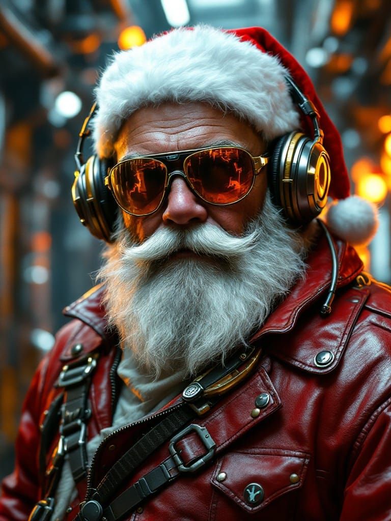 Santa Redefined in Cyberpunk Industrial Winter