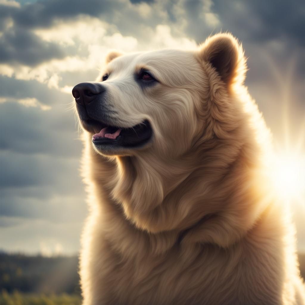 Dog-Bear Hybrid in Divine Sunshine