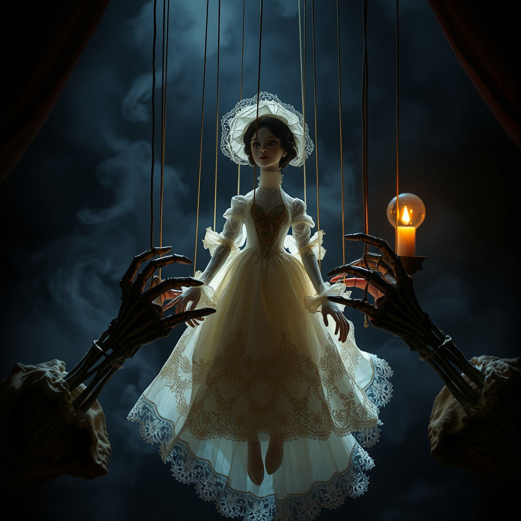 Ethereal Marionette in a Dark Fantasy Scene