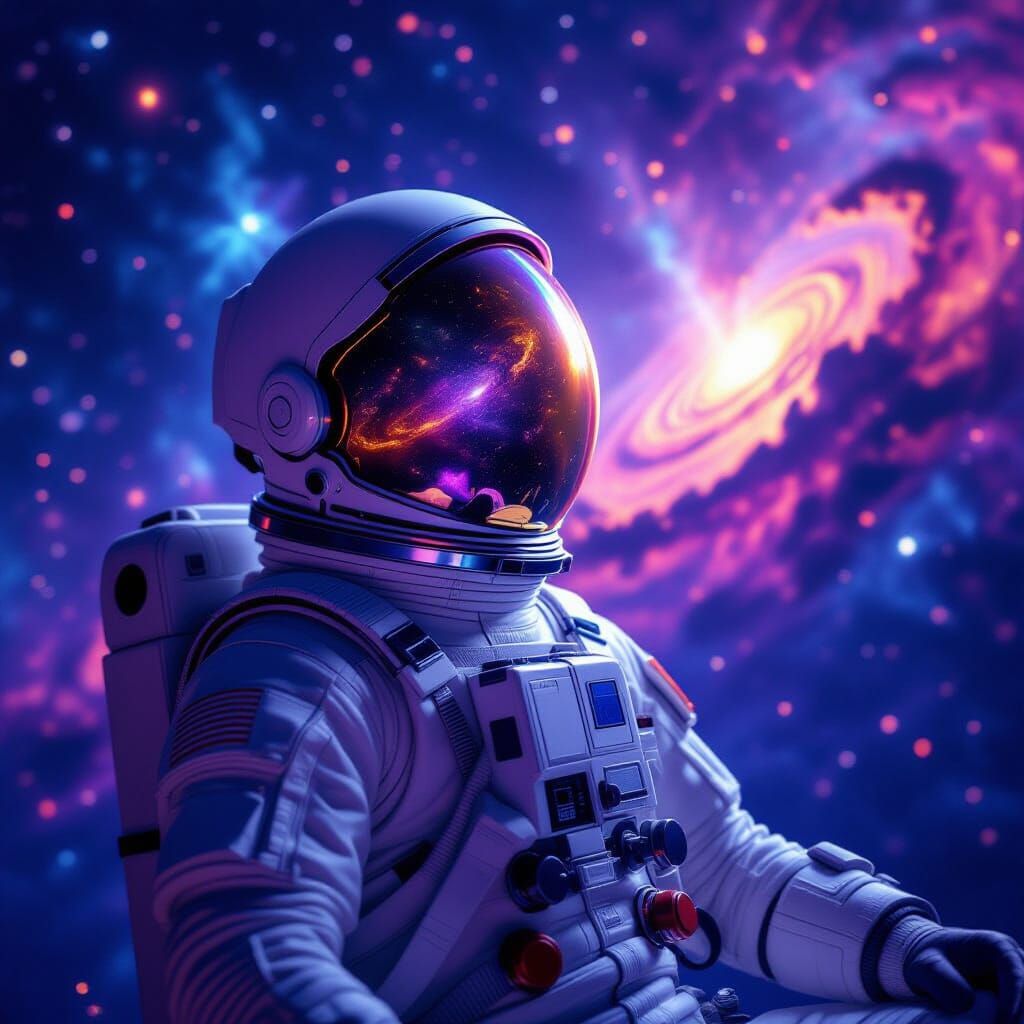 Astronaut Adrift in Cosmic Nebula Concept Art