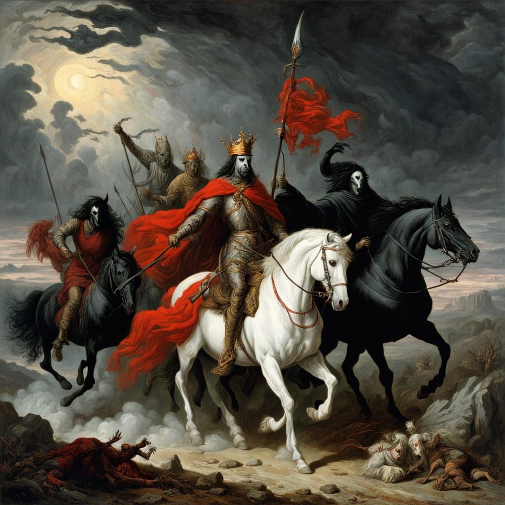 The Four Horsemen of the Apocalypse in Horror Style