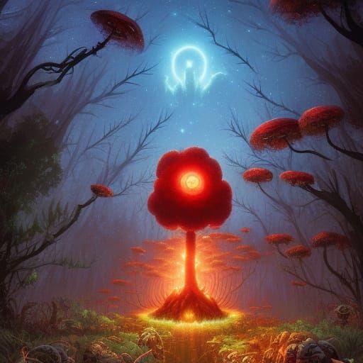 Epic Fantasy Mushroom in Enchanted Forest