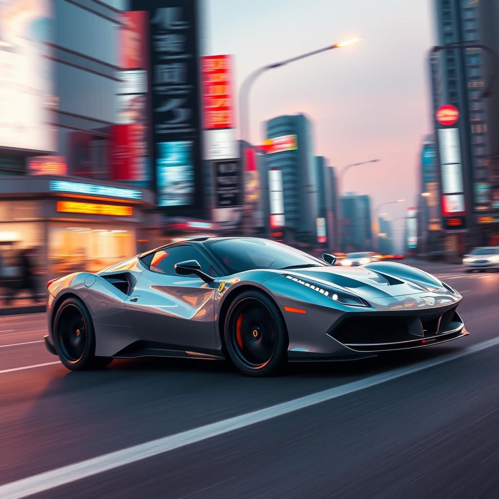 Ferrari Speeding Through Seoul in Futuristic Concept Art