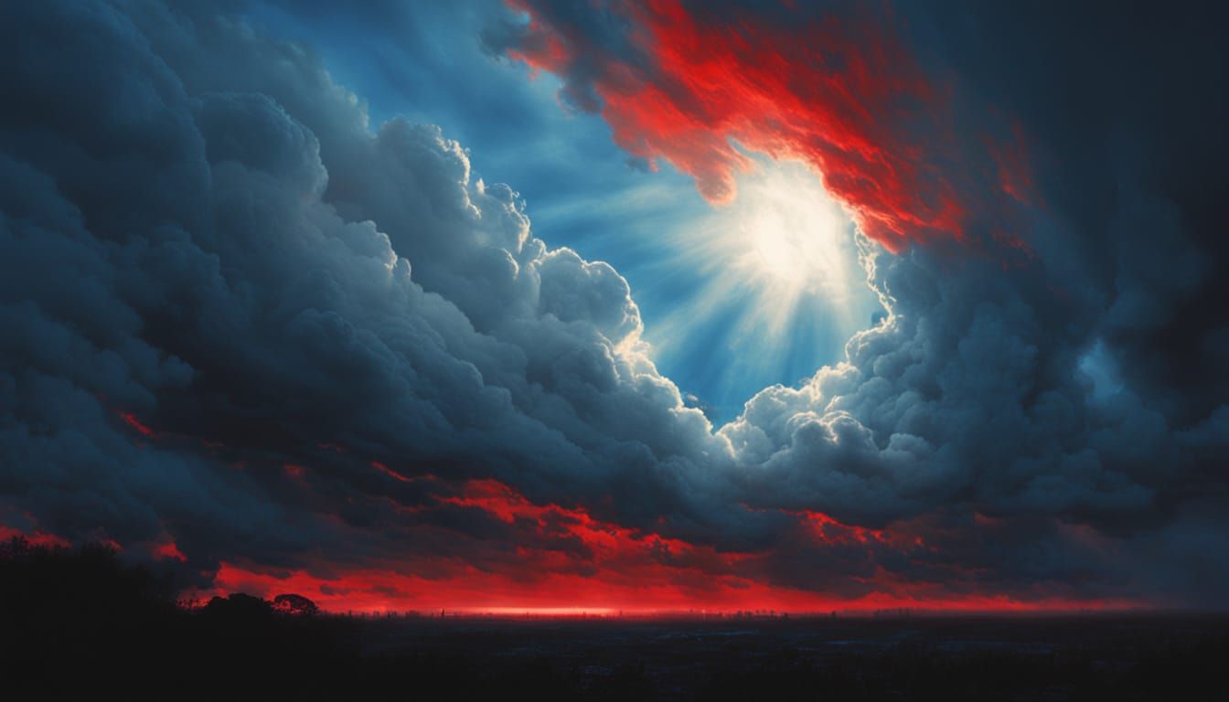 Surreal Divine Encounter in a Darkened Realm