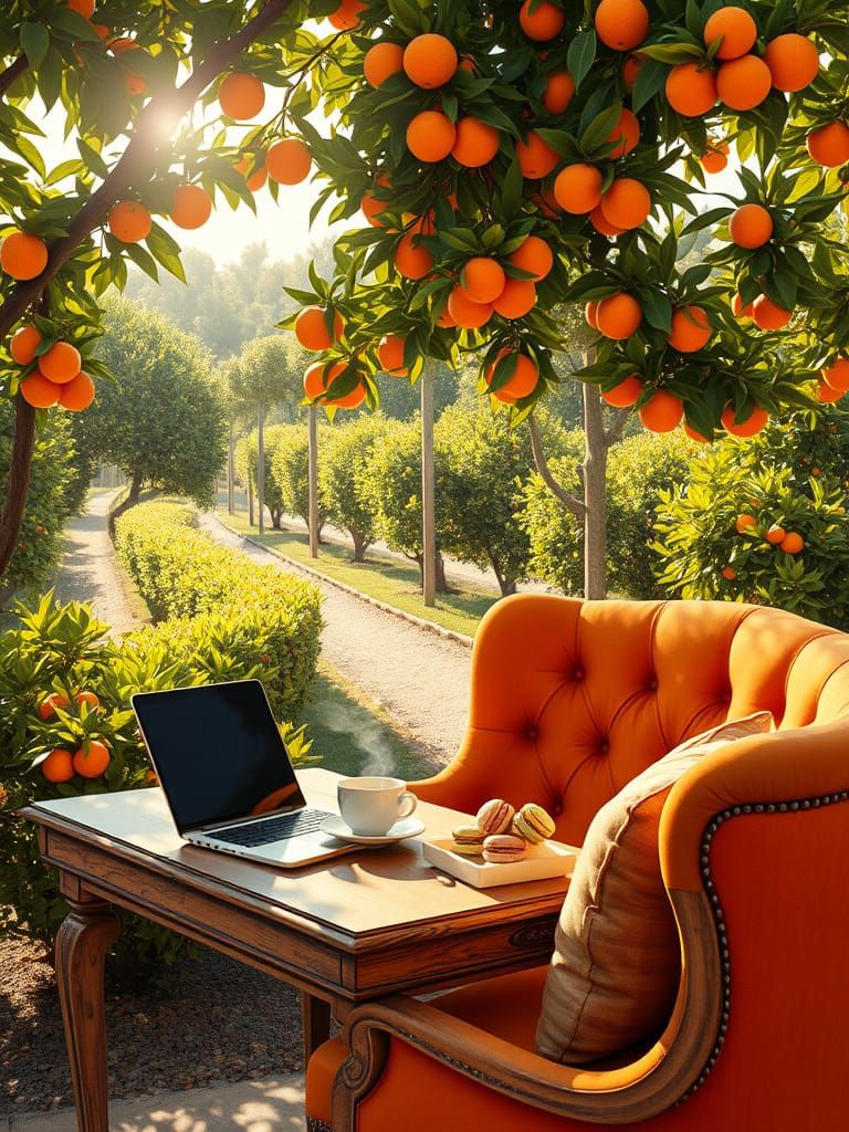 Vibrant Afternoon in an Orange Farm Oasis