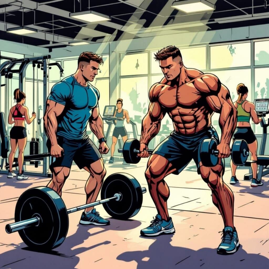 Personal Trainer Guides Client Dumbbell Exercise in Gym