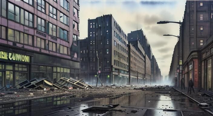 Dystopian Glasgow City Centre After Explosion