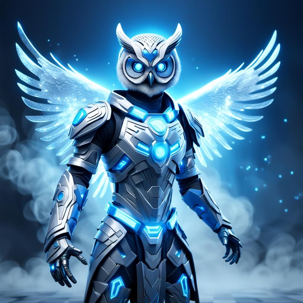 Futuristic Owl Warrior in 3D Rendering