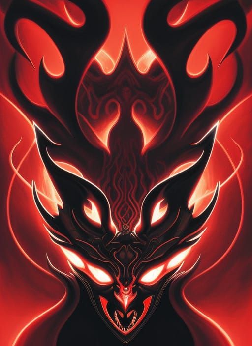 Terrifying Demon Logo with Symmetrical Precision