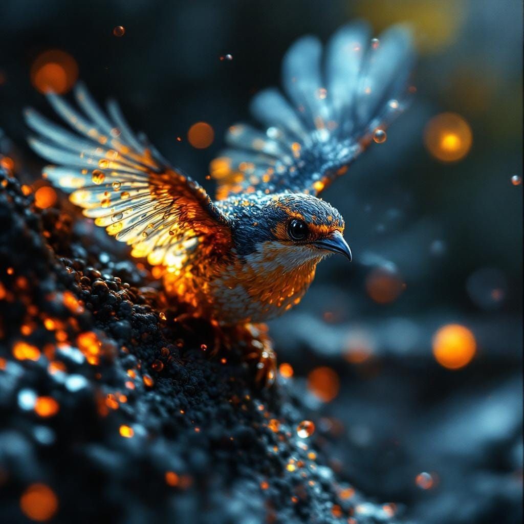 Dramatic Macro View of Goldfinch, Digital Art