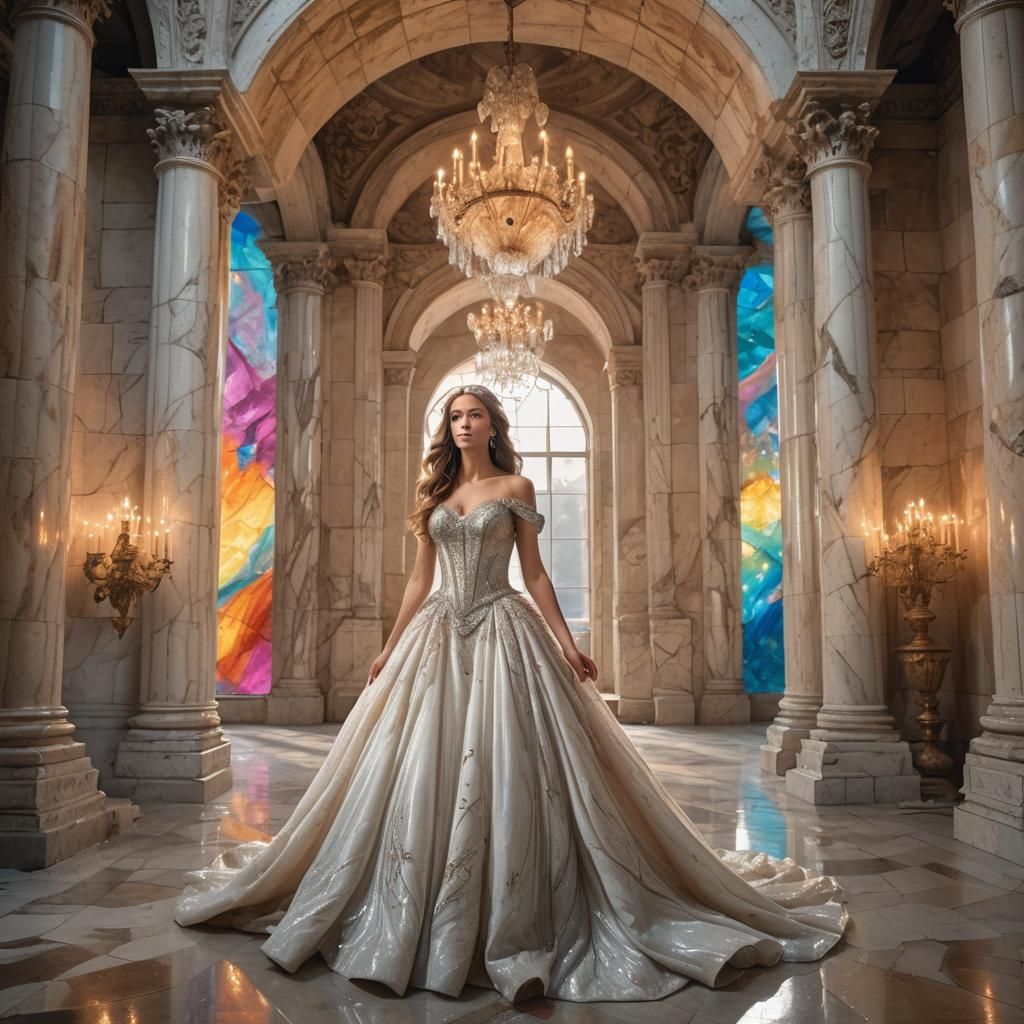 Princess Gazing at Lights in Roman Castle