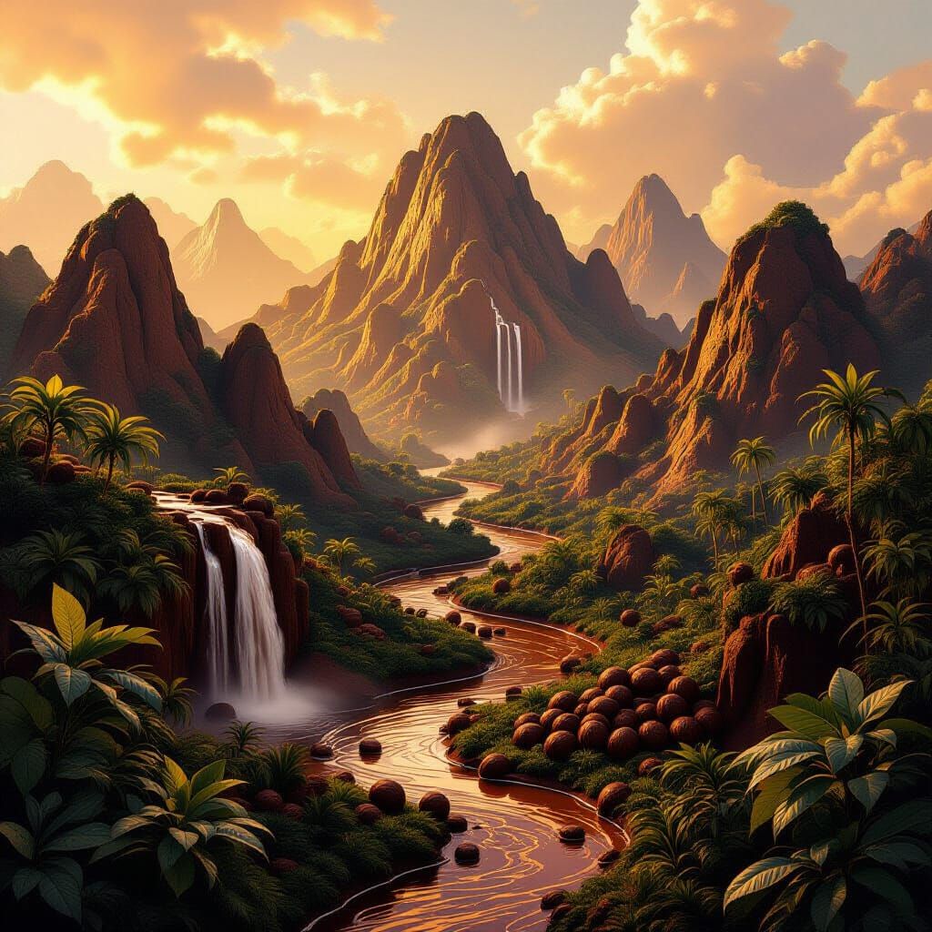 Chocolate Fantasy Landscape in a Digital Art Style
