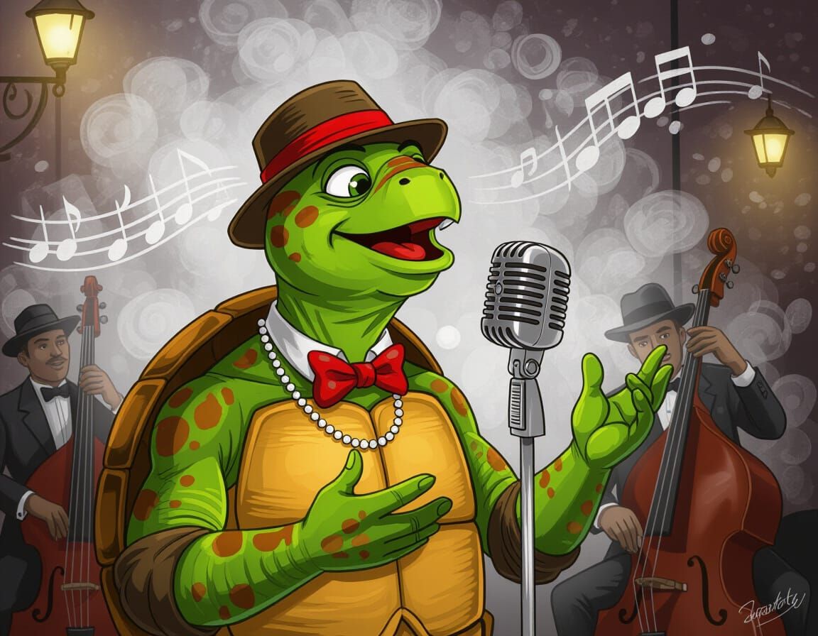 Turtle Crooner in Smoky Jazz Club, New Orleans