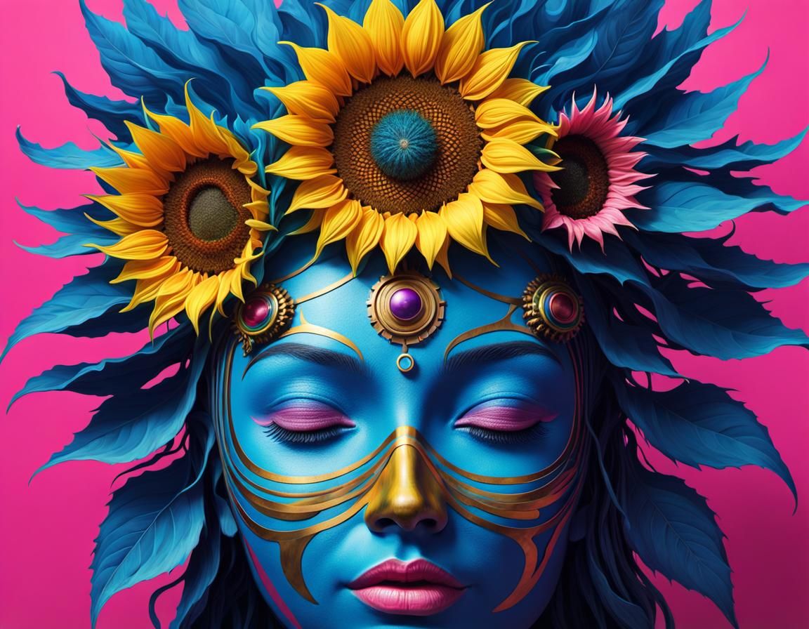 Sunflower Goddess in Steampunk Style