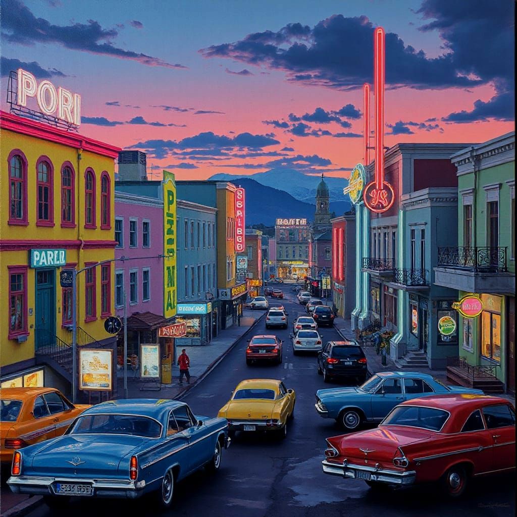 Vice City Pori Finland in Frank Frazetta Style