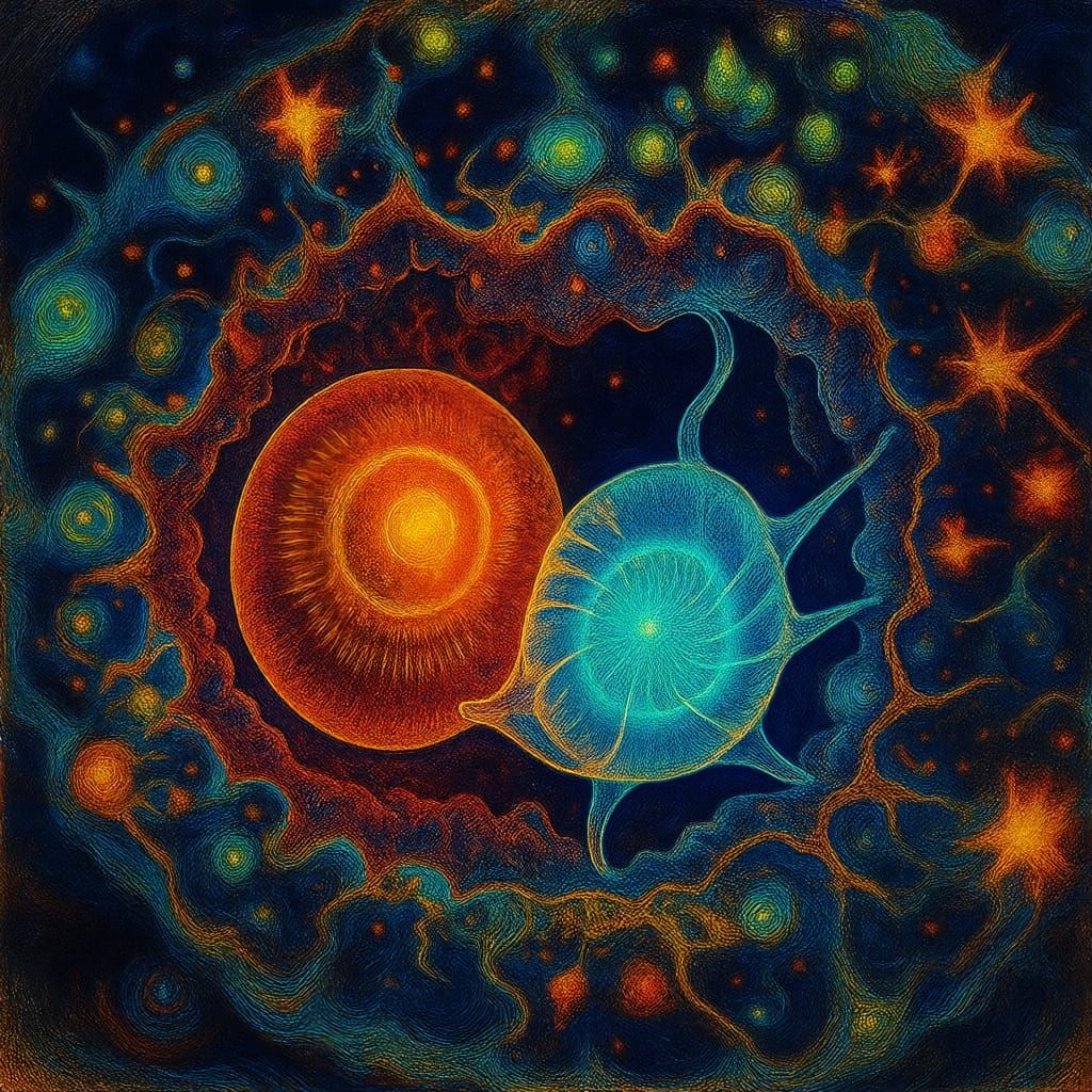 Bioluminescent Pollen Grains in Starry Expanse