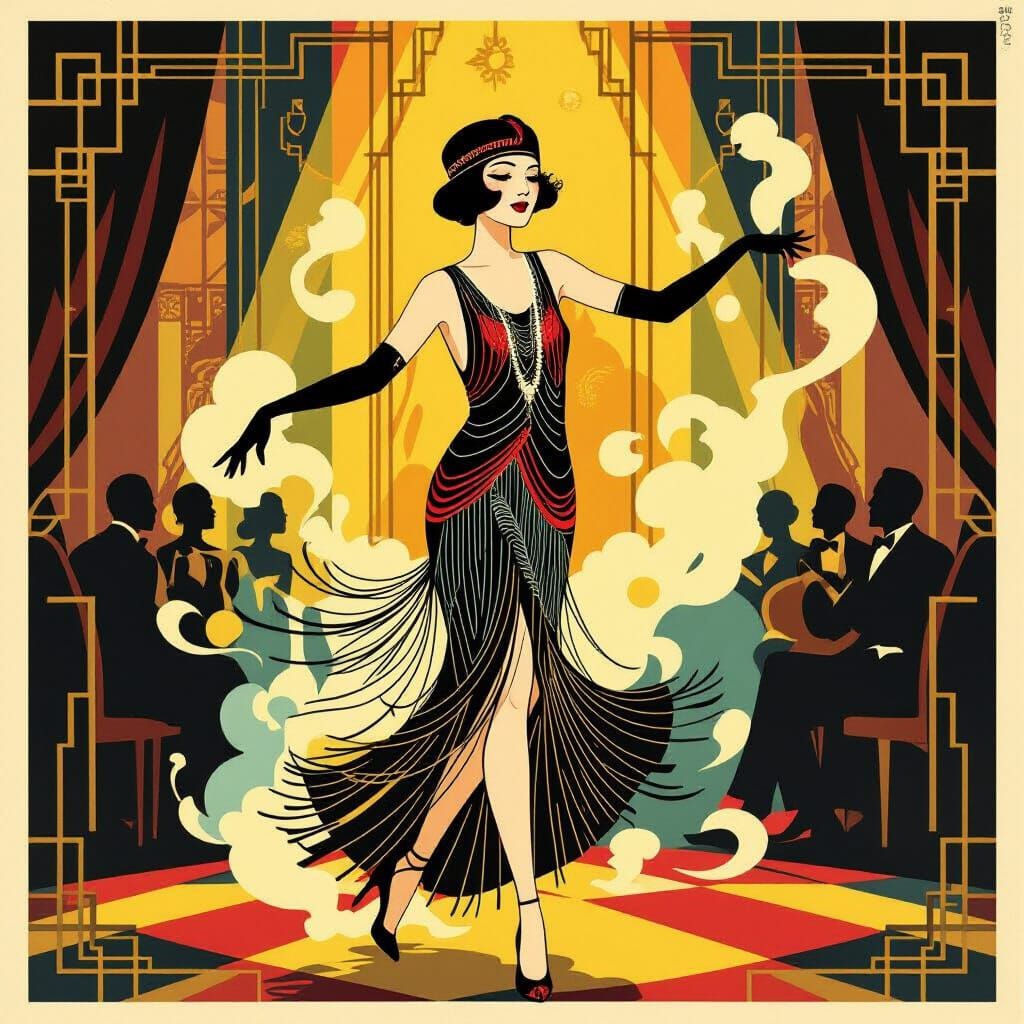 Glamorous Flapper in Art Deco Jazz Club Poster