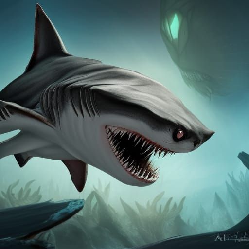 Catshark Hybrid Fantasy Creature on the Hunt