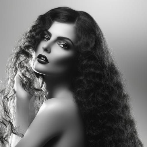 Beautiful Woman with Long Hair in Classic Style