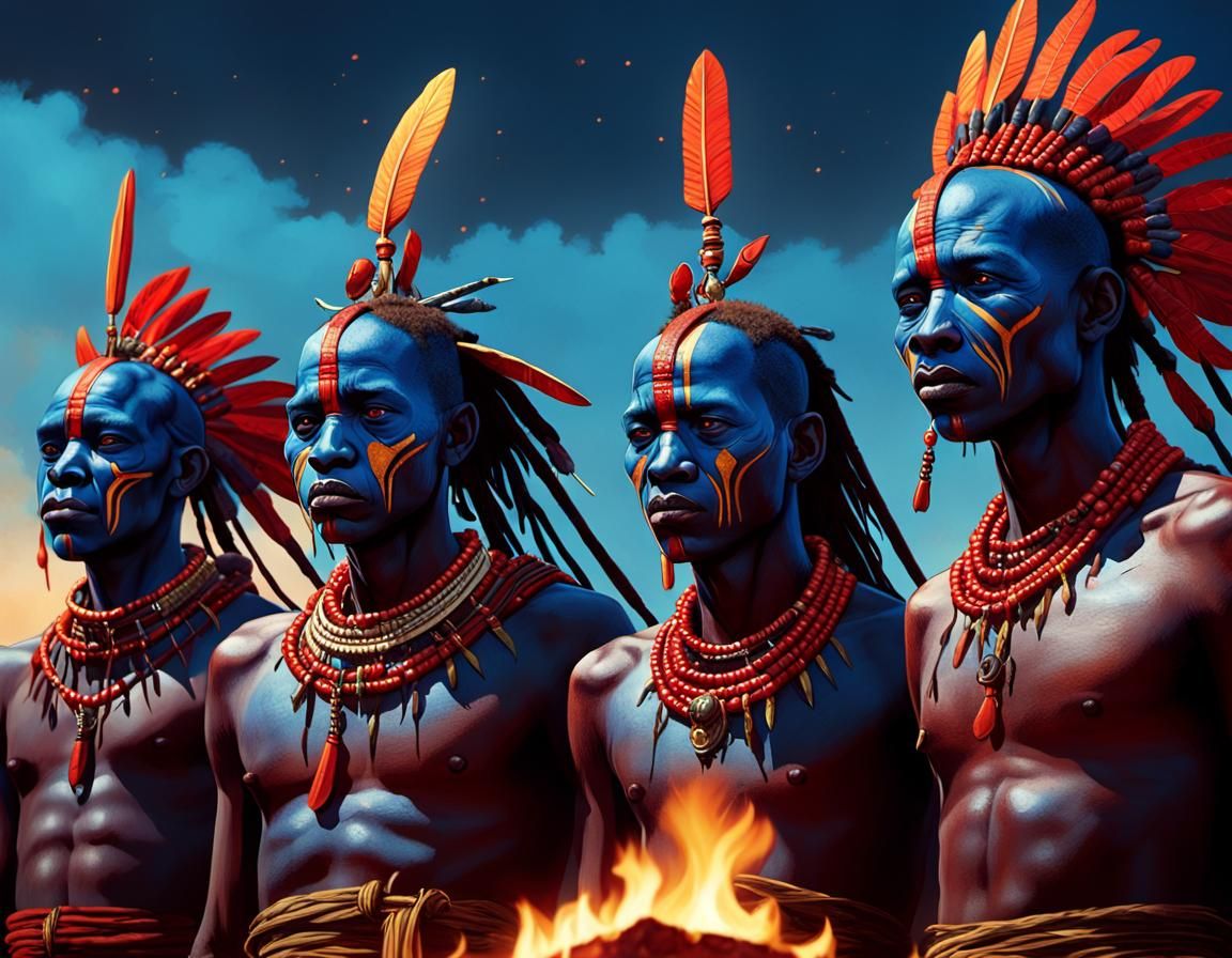 Masai Warriors Ceremony in Fantasy Concept Art