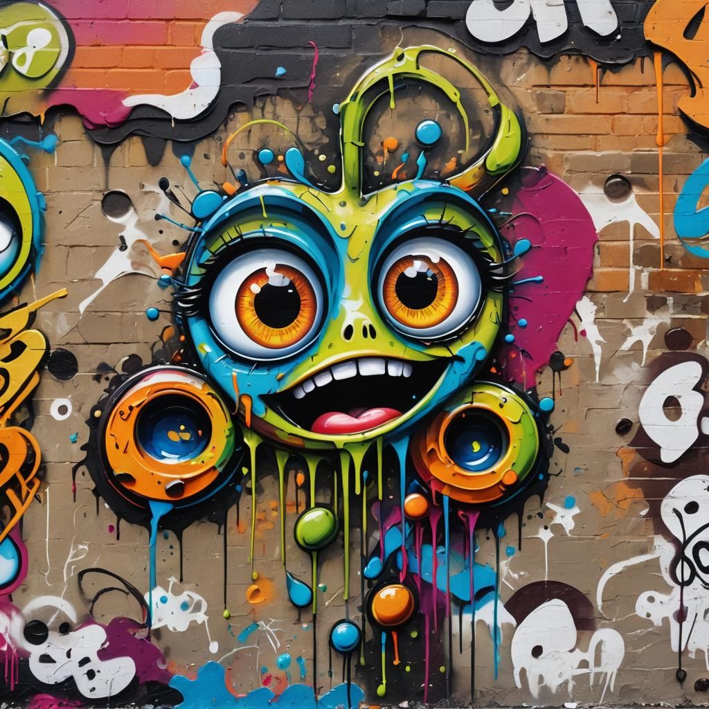 Screaming Musical Note in Graffiti Splash Art