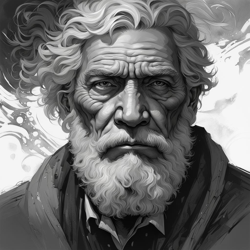 Split Portrait of Youth and Old Age