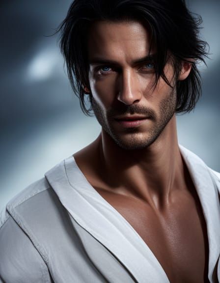 Handsome Man Portrait in Detailed Digital Painting