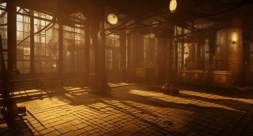 Steampunk Environment in Photo-Realistic 3D Rendering