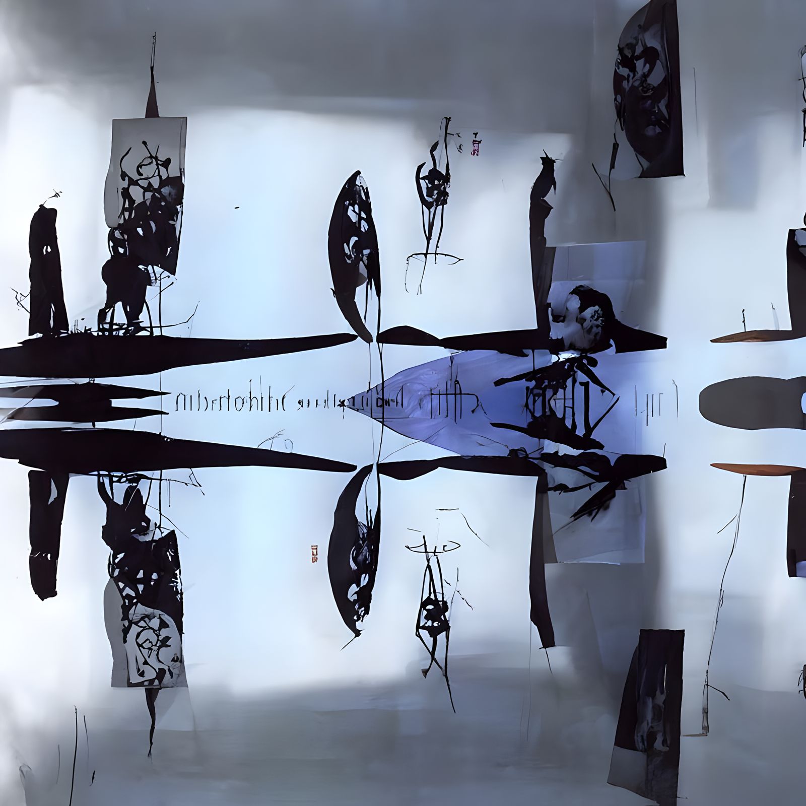 Abstract Expressionist Village at Dusk in Surreal Style