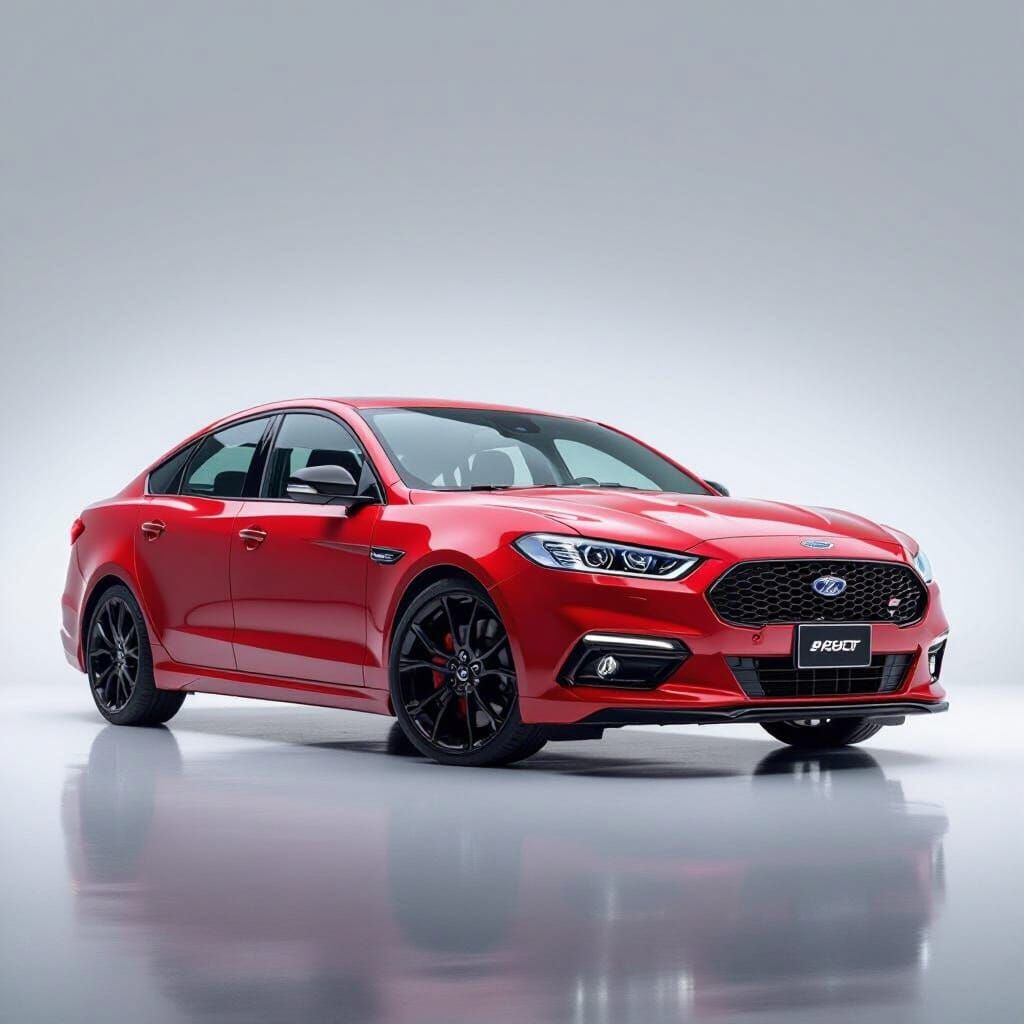 2030 Ford Falcon in Flaming Red with Black Accents