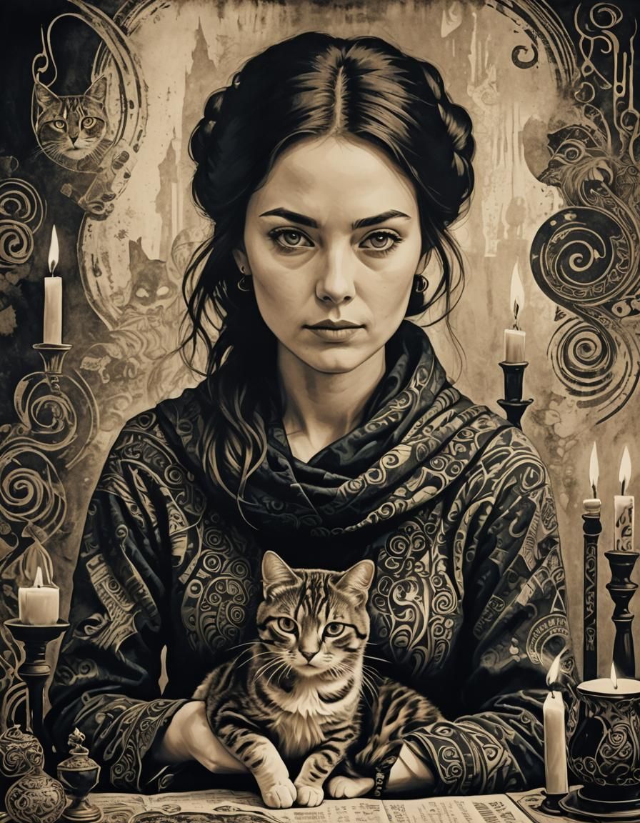 beautiful irish woman with a cat