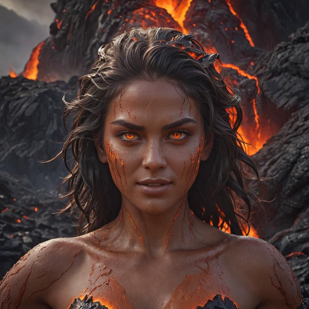 Goddess of Earth Emerges from Volcano