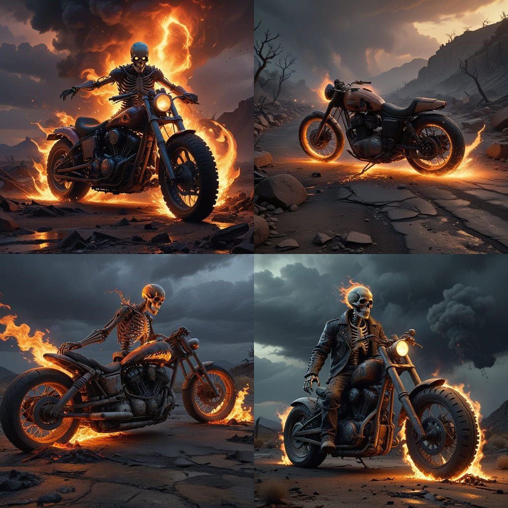 Grunge Skeleton Rider in Cinematic Hyperrealism