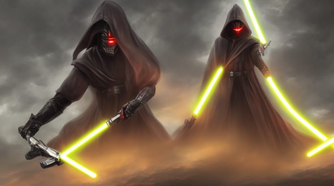 Sith Lord Engulfed in Force Lightning Storm