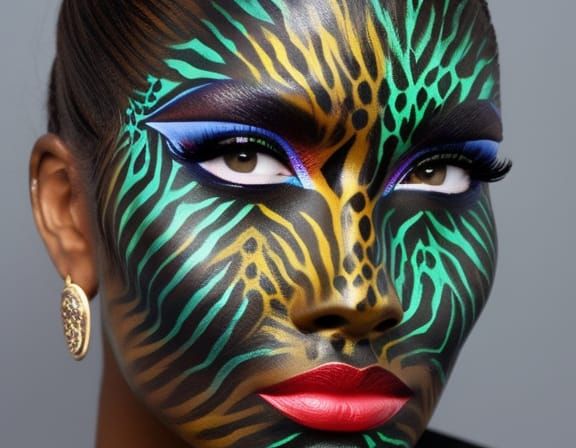 Woman With Animal Print Facepaint