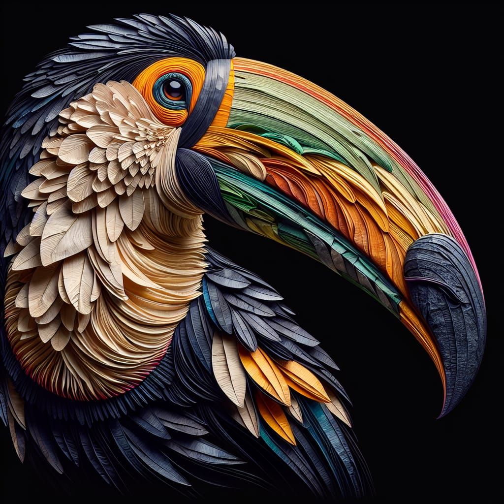 Fierce Toucan Crafted from Iris Folding Origami