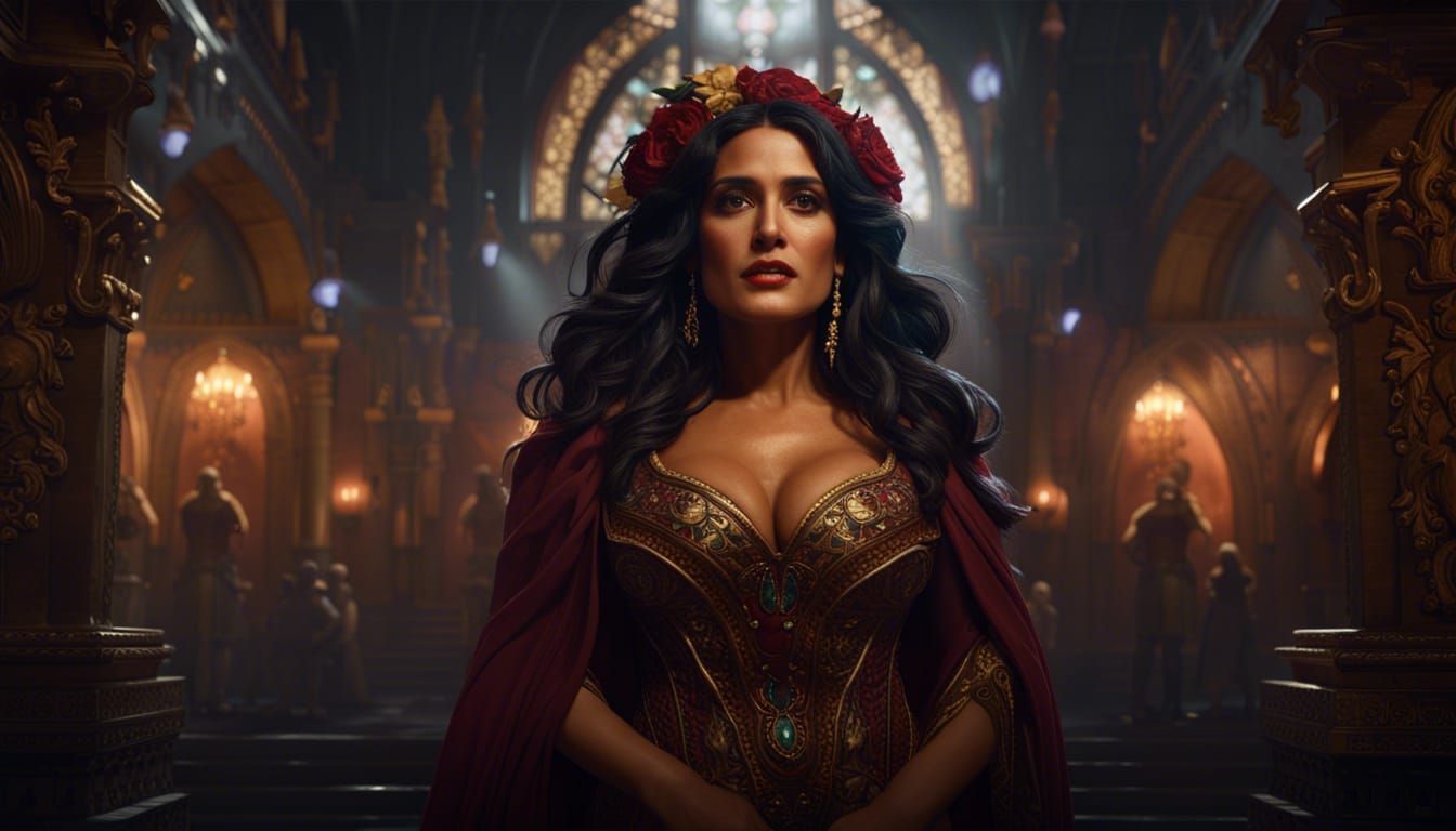 Salma Hayek: Dark Fantasy Portrait in 8K