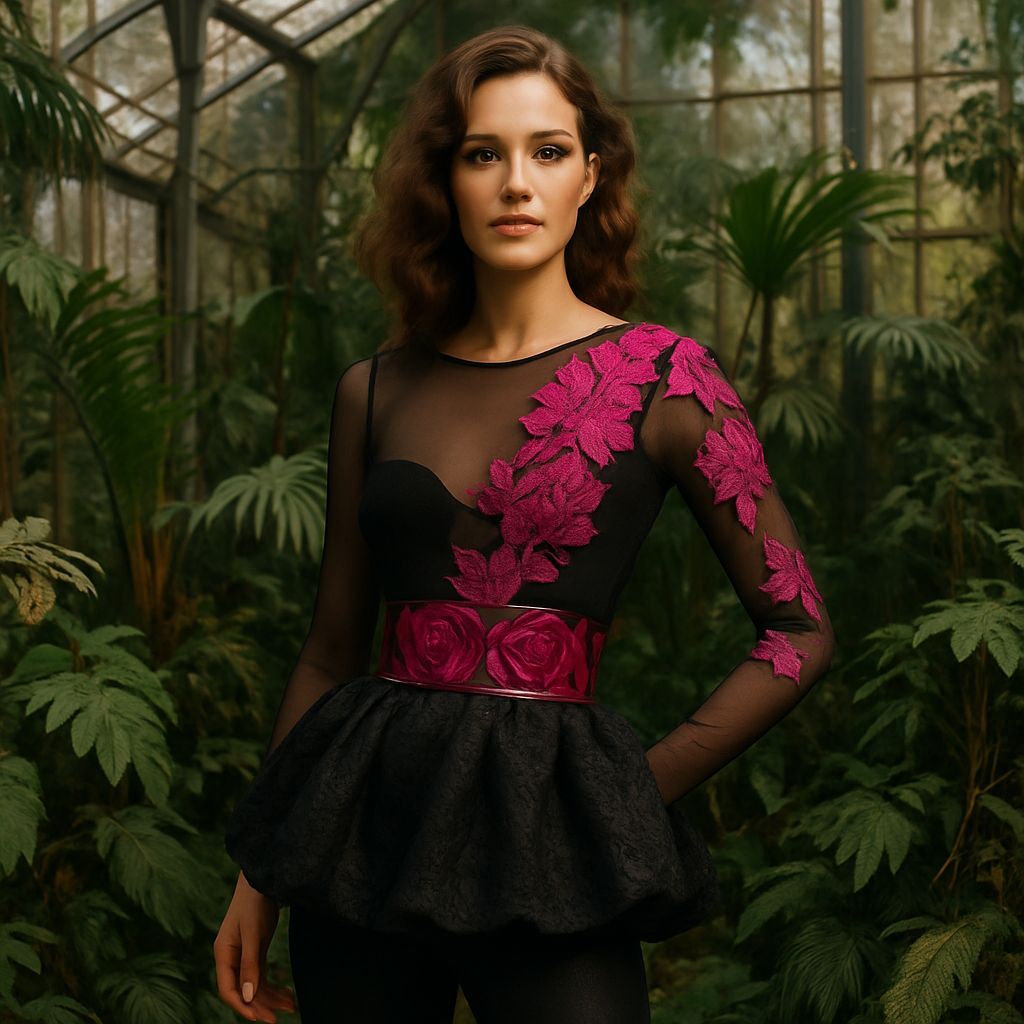 Haute Couture Goddess Reigns in Tropical Greenhouse